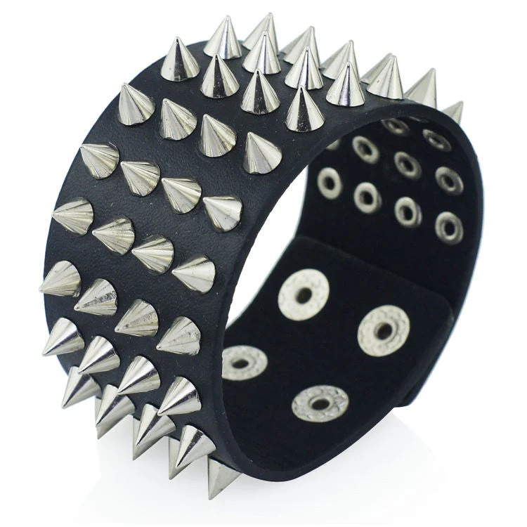 Four Row Spiked Metal Cuff - Image 3