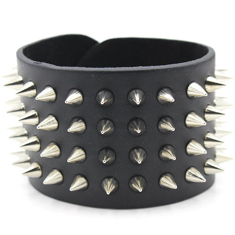 Four Row Spiked Metal Cuff - Image 8