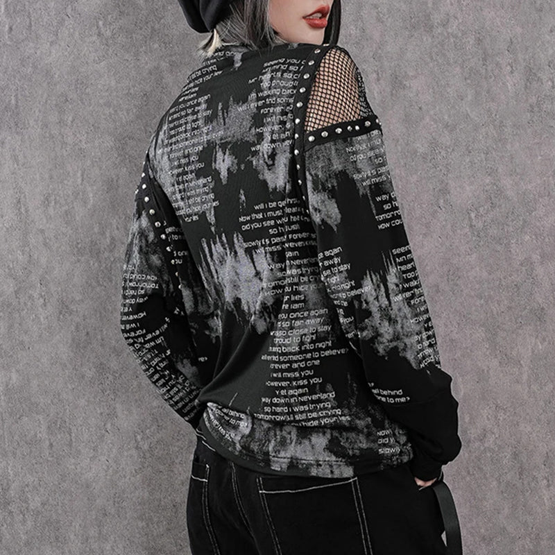 Women's Gothic Mesh Top Black - Image 2