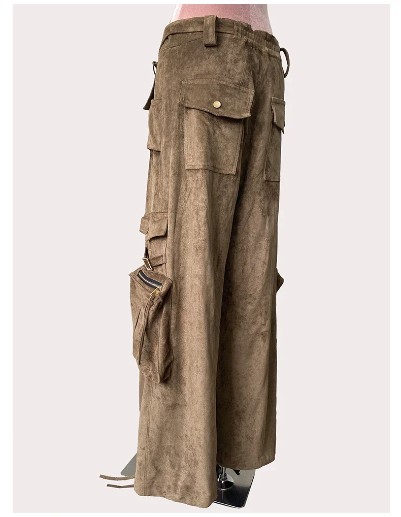 Women's Suede Leather Pants Brown - Image 3
